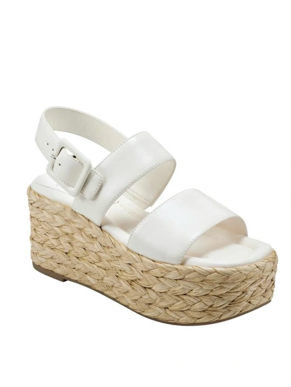 Marc Fisher White Platform Espadrille Wedge Sandal